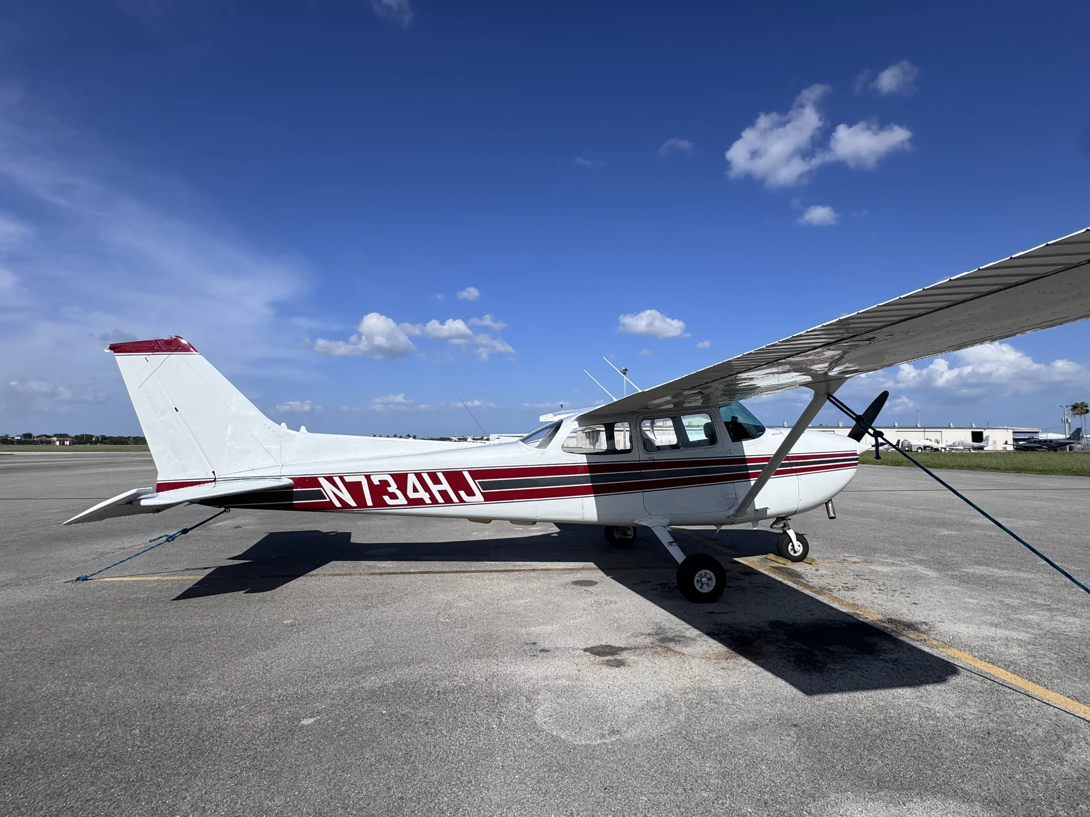 Cessna 172N N734HJ parked on the ramp at Miami Executive Airport